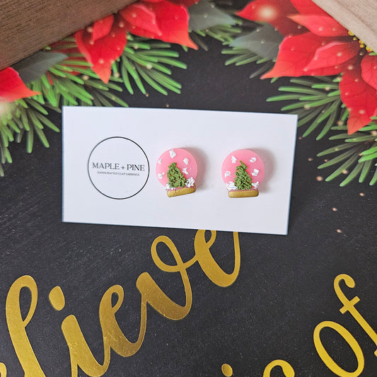 Snow Globe Studs | Pink