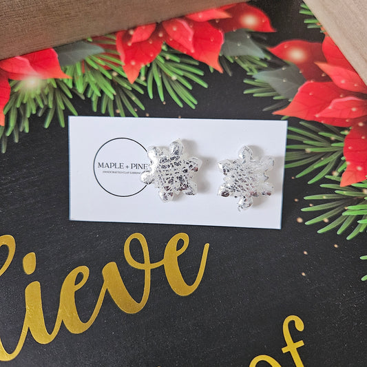 Snowflake Studs | Silver foil