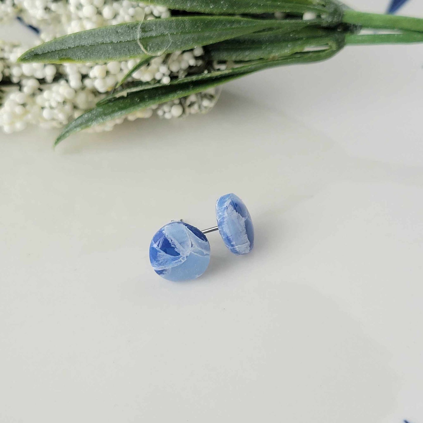 Circle Studs | Blue | Ocean Waves