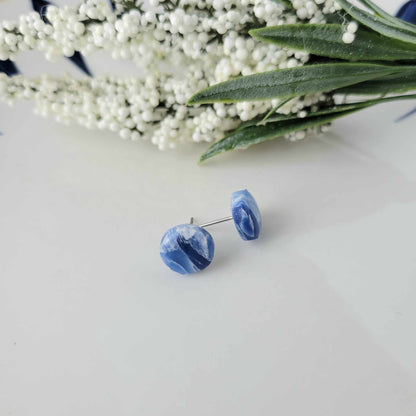 Circle Studs | Blue | Ocean Waves