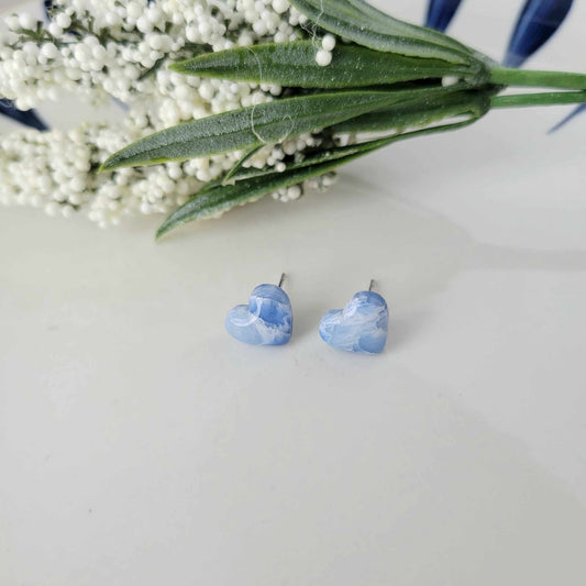 Heart Studs | Blue | Ocean Waves