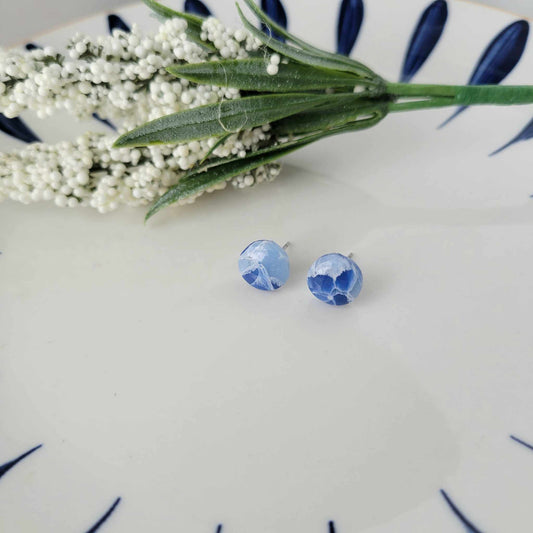 Circle Studs | Blue | Ocean Waves