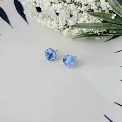 Circle Studs | Blue | Ocean Waves