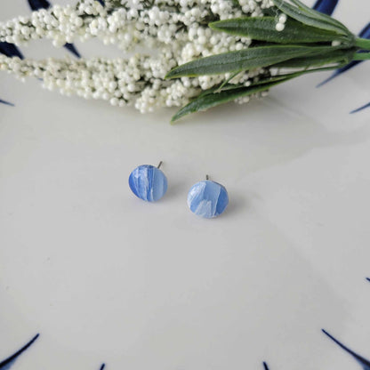 Circle Studs | Blue | Ocean Waves