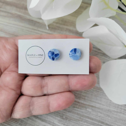 Circle Studs | Blue | Ocean Waves